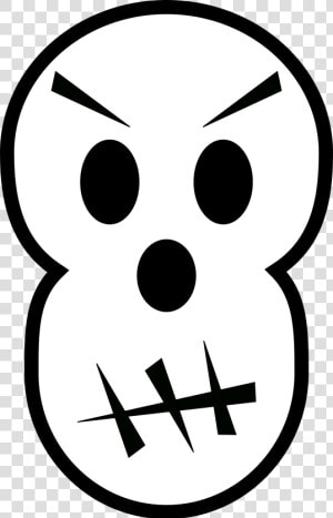 Black And White Angry Skull   Zombie Face Clipart Black And White  HD Png Download