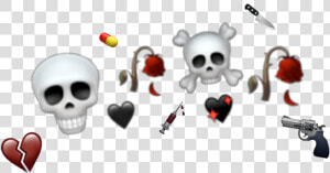 👁🖤  emojis  heart  skull  knife  pill  rose  aesthetic   Skull  HD Png Download