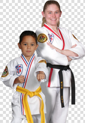 A Teen Girl And A Young Boy Martial Arts Students   Karate  HD Png Download