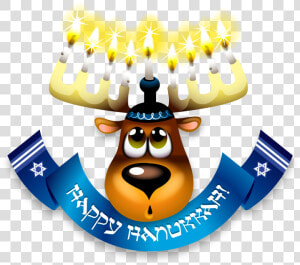 Moose Head With Menorah And Happy Hanukkah Banner   Happy Hanukkah Moose  HD Png Download