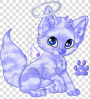 Cute Cartoon Wolf Pup   Puppy With Wings Drawing  HD Png Download