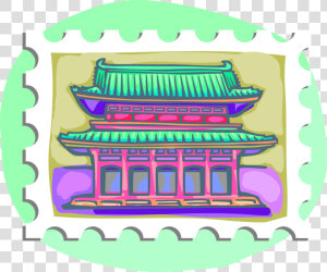 Vector Illustration Of Postage Stamp Of Chinese Pagoda  HD Png Download