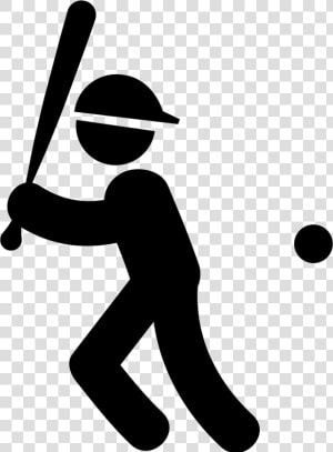 Baseball Player With Bat Ball And Cap   Playing Baseball Icon  HD Png Download