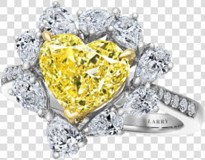 Heart Shape Fancy Yellow Diamond Ring  HD Png Download