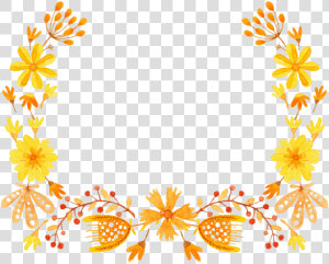 Yellow Flower Semicircle Clip Art   Yellow Floral Border Design  HD Png Download