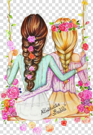  girls  girl  friends  amistad  love  flores     Girls Best Friend Drawings  HD Png Download