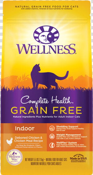 Wellness Complete Health Grain Free Indoor Chicken   Wellness Grain Free Cat Food  HD Png Download