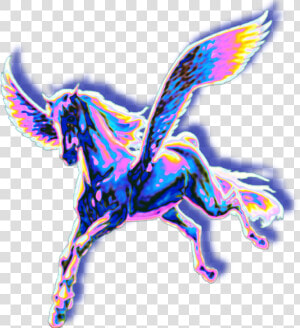  horse  unicorn  pegasus  wings  flying  holographic   Pegasus Kawaii Unicorn Drawing  HD Png Download