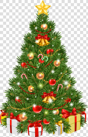 Decorated Christmas Tree Transparent   Christmas Tree Clipart Transparent  HD Png Download