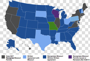 Map Showing Concealed Carry Reciprocity With Missouri   2019 Election Results Usa  HD Png Download