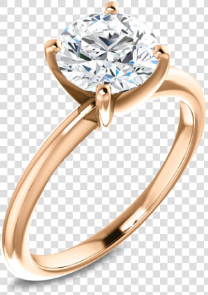 Solitaire Round Engagement Ring In Rose Gold  HD Png Download