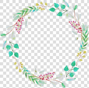 Fresh Mint Green Leaves Hand Drawn Garland Decorative   Floral Border Mint Green  HD Png Download