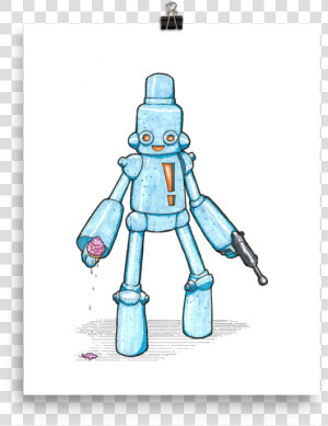 Excited Robot With Raygun   Cartoon  HD Png Download