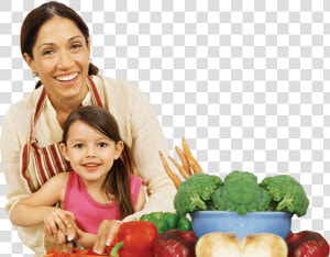 Photo Of Mother And Daughter Cooking Together   Broccoli  HD Png Download