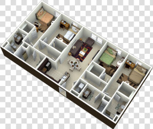 4 Bedroom Rectangular Apartment Plan  HD Png Download