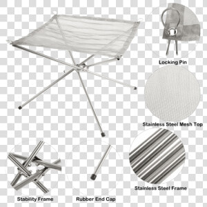 Steel Mesh Fire Pit Details   Folding Table  HD Png Download