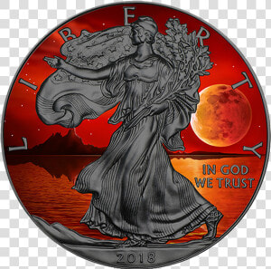 2018 Super Blue Blood Moon 1 Oz Fine Silver American   2018 American Silver Eagle  HD Png Download