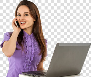 A Girl And Her Laptop   Live Chat Support Girls  HD Png Download