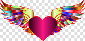 Prismatic Flying Heart 2 Clip Arts   Heart With Wings Clipart  HD Png Download