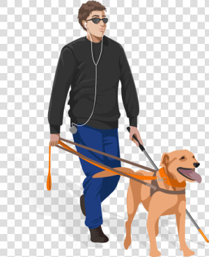 Blinded Man With Dog   Dog Walking  HD Png Download