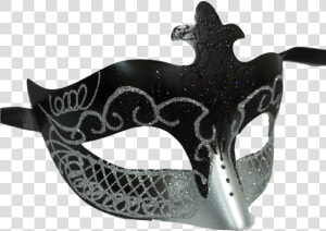 Black Silver Scroll Venetian Mask Masquerade Costume   Mask  HD Png Download