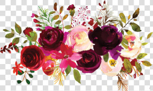 Transparent Fall Flowers Png   Burgundy Watercolor Flowers Free  Png Download