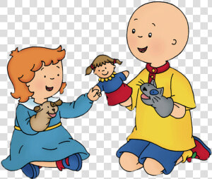 Caillou And Rosie Playing With Hand Puppets   Caillou Family  HD Png Download