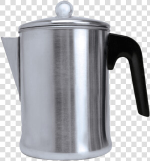 Aluminum Percolator 9 Cup Side View   Stovetop Coffee Pot  HD Png Download