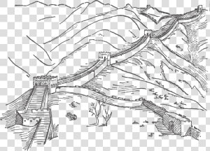 Hd Drawing Wall   Line Drawing Of Great Wall Of China  HD Png Download