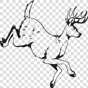 Outline  Drawing  Deer  Art  Jumping  Animal  Antlers   Draw A Running Deer  HD Png Download