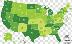 U   S   Map   Percent Change In Employment   United States Population 2018  HD Png Download