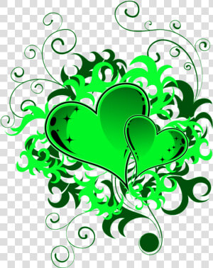 Transparent Green Swirls Png   Free Png Green Heart  Png Download