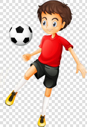 Boy Playing Football Cartoon Clipart   Png Download   Cartoon Soccer Player Png  Transparent Png