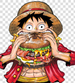 Render Of Luffy Eating A Cheeseburger Released By Shonen   Monkey D Luffy Eat  HD Png Download