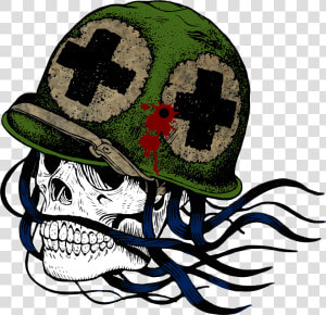 Transparent Soldier Helmet Clipart   Skull With Medic Helmet  HD Png Download