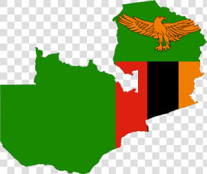 Zambia Flag Map Large Map   Zambia Flag In Country  HD Png Download