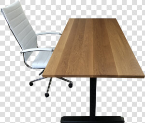 White Oak Desk Top With Chair And Standing Desk Frame   Desk  HD Png Download