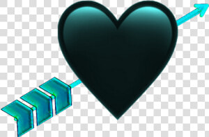  heart  blackheart  heartwitharrow  black  turquoise   Heart  HD Png Download