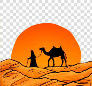 Desert Silhouette At Getdrawings   Desert Drawing With Camel  HD Png Download