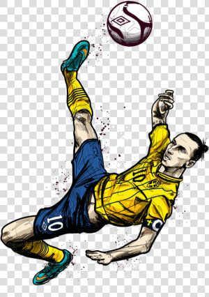 The World According To Zlatan   Zlatan Ibrahimovic Bicycle Kick Cartoon  HD Png Download