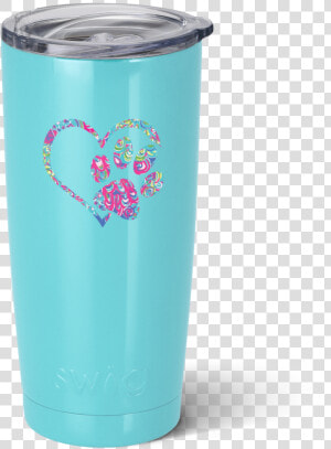 Turquoise Blue 20oz Tumbler With Heart And Paw Print   Soft Drink  HD Png Download