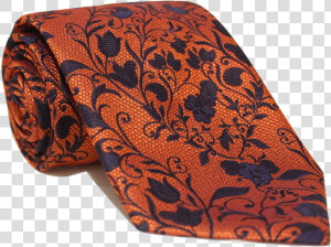 Orange Floral Extra Long Necktie   Png Download   Paisley  Transparent Png