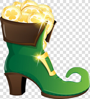 Leprechaun With Gold Coins   St Patrick Leprechaun Shoes  HD Png Download