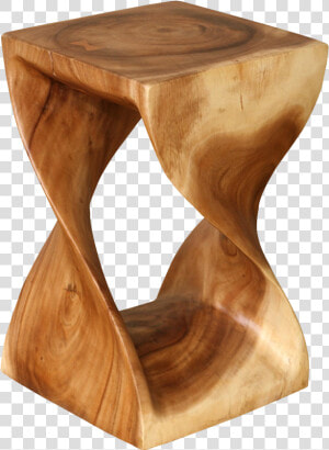 Acacia Wood Twist Stool On Chairish   Natural Wood Stool  HD Png Download