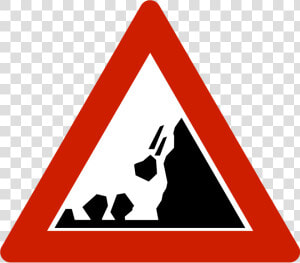 Road Signs Falling Rocks  HD Png Download