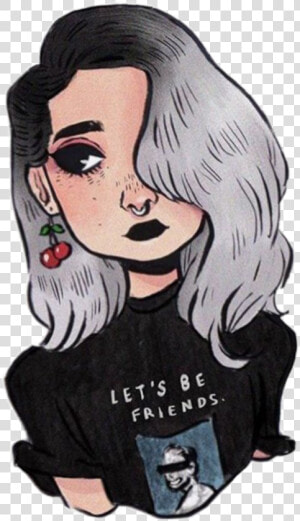 Grunge Girl Black Dark Tumblr Cool Let Be Friends Rock   Aesthetic Cute Girl Drawings  HD Png Download