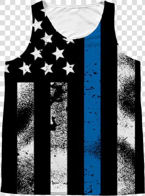 Tattered Thin Blue Line American Flag All Over Print   Active Tank  HD Png Download