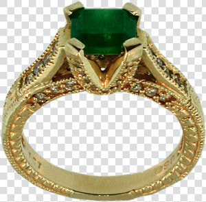 14k Gold Emerald Ring   Engagement Ring  HD Png Download