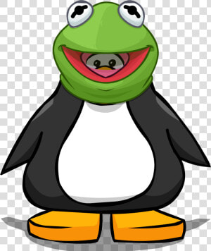 Kermit The Frog Head From A Player Card   Penguin With Santa Hat  HD Png Download