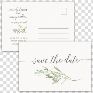 Laurel Leaves Greenery Wedding Save The Date Postcard   Industrial Bohemian Save The Date  HD Png Download